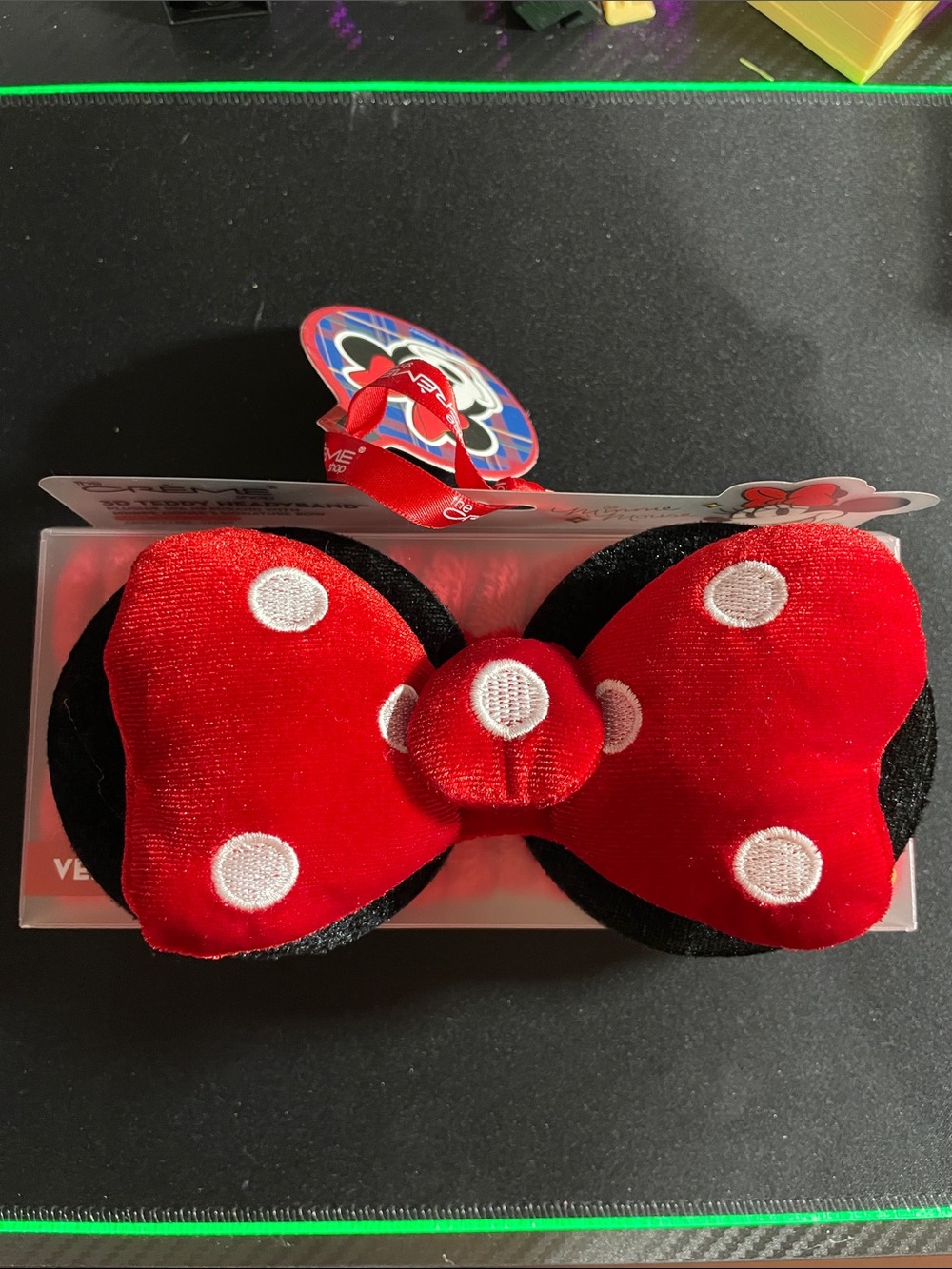 Red Polka Dot Minnie Mouse Velvet Bow Headband- Women Skincare Tools